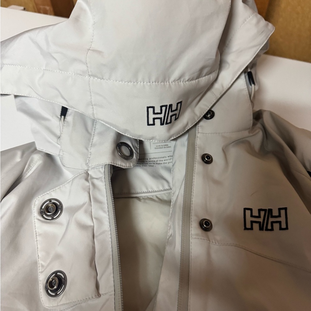 Helly Hansen Light Gray Waterproof Hooded Shell Jacket